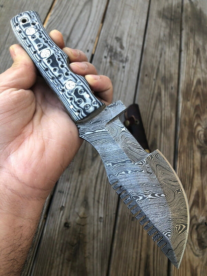 CUSTOM HAND FORGED DAMASCUS STEEL TRACKER Hunting KNIFE - SUSA KNIVES