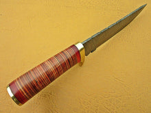 Load image into Gallery viewer, Custom Handmade Damascus Steel Hunting knife with Sheath&quot; Leather Roll Handle - SUSA KNIVES
