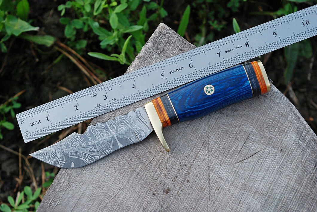 CUSTOM HAND FORGED DAMASCUS STEEL Hunting KNIFE W/ Wood Brass Guard HANDLE- - SUSA KNIVES