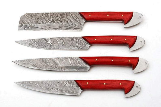 Overall Lengths 8 to 13 Inches  Handle Lengths 4.5 Inches  Blade Lengths 4.5  to 10.5 Inches  Handle Material:   Dollar Wood Handle Blade Material:     Damascus steel  Blade Pattern:       Twisted - SUSA KNIVES