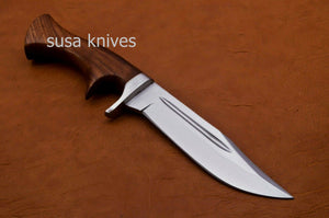 Handmade D2 Steenless Steel 11.00 Inches Bowie Knive Rose Wood Handle - SUSA KNIVES