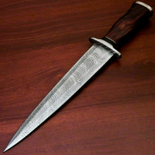 Load image into Gallery viewer, AmazingCustom Hand-Forged Damascus Steel Dagger knife &quot; Natural Rose Wood Handle - SUSA KNIVES

