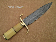 Load image into Gallery viewer, Damascus Steel hunting Bowie knife - SUSA KNIVES
