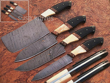 Load image into Gallery viewer, CUSTOM MADE DAMASCUS BLADE 4Pcs. CHEF/KITCHEN KNIVES SET - SUSA KNIVES
