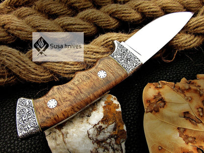 HANDMADE OUTCLASS ENGRAVED, HUNTING/FIGHTING CLAW KNIFE 440C MIRROR POLISHED - SUSA KNIVES