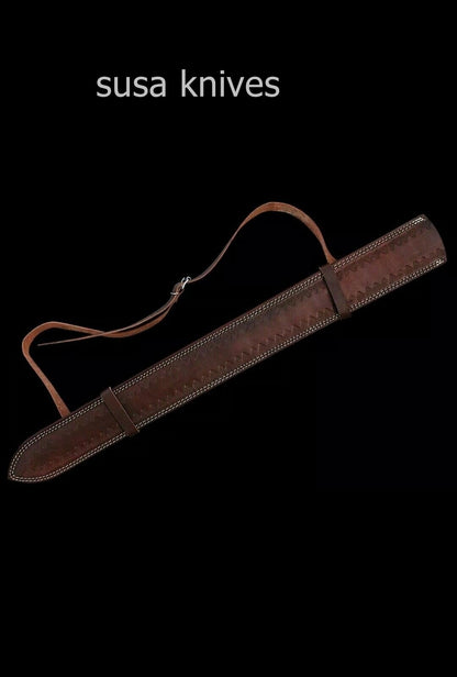 Custom Handmade Damascus steel Viking Sword 38 Inches W/Leather Sheath - SUSA KNIVES