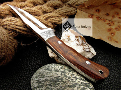 HANDMADE ENGRAVED, HUNTING/FIGHTING KNIFE  440C MIRROR POLISHED - SUSA KNIVES