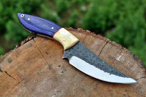 hand Forged Railroad Spike Carbon Steel Hunting Knife W/ Wood & Bone Handle - SUSA KNIVES