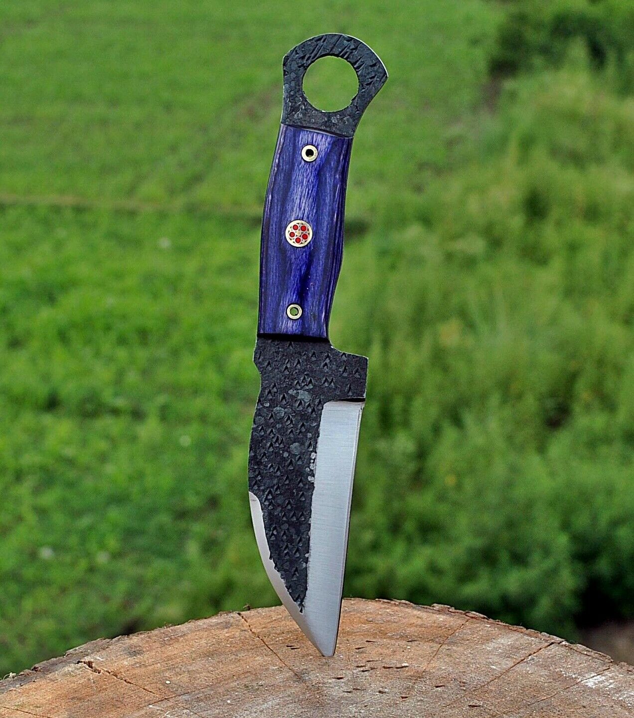 hand Forged Railroad Spike Carbon Steel Hunting Tanto Knife W/ Wood Handle - SUSA KNIVES
