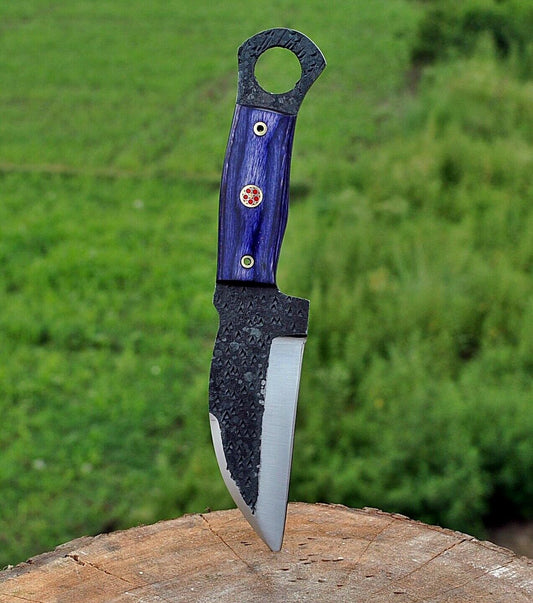 hand Forged Railroad Spike Carbon Steel Hunting Tanto Knife W/ Wood Handle - SUSA KNIVES