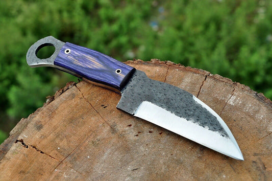 hand Forged Railroad Spike Carbon Steel Hunting Tanto Knife W/ Wood Handle - SUSA KNIVES