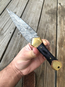 Custom Hand Forged DAMASCUS STEEL Double Edge Dagger KNIFE W/WOOD & Brass HANDLE - SUSA KNIVES