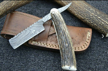 Load image into Gallery viewer, Handmade Damascus Steel Cut Throat Shaving Razor - SUSA KNIVES
