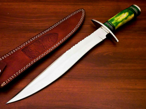 Amazing Custom Handmade D2 Steel Hunting Knife |Sheath Stained Camel Bone Handle - SUSA KNIVES