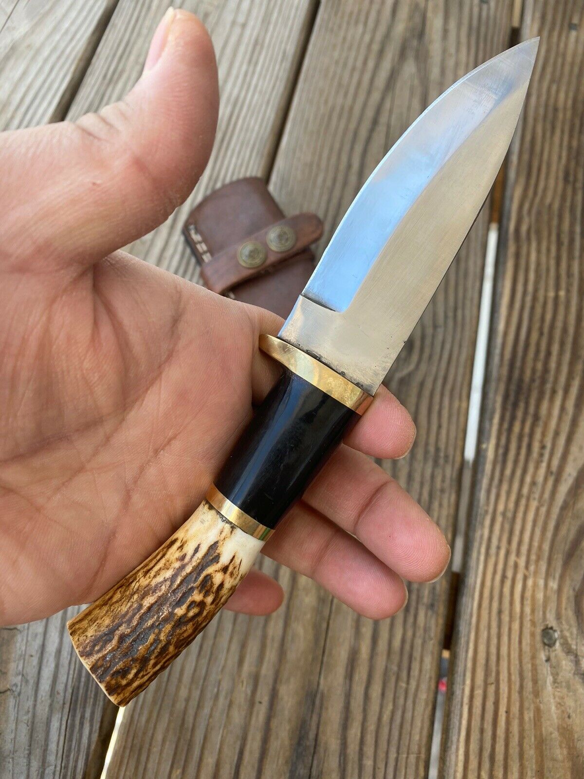 CUSTOM HAND FORGED D2 STEEL Hunting KNIFE W/ STAG HANDLE - SUSA KNIVES