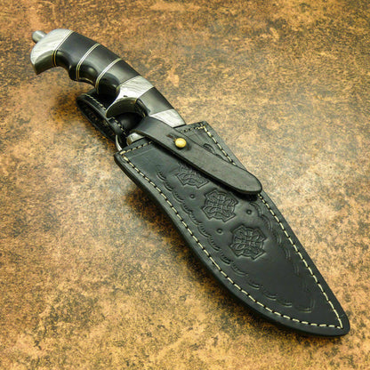 Amazing Custom Handmade D2 Steel Hunting Knife | Sheath " Buffalo horn Handle - SUSA KNIVES