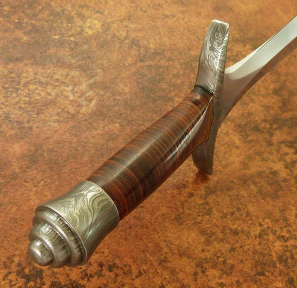 Beautiful Custom Handmade D2 Steel Mini Sword| Sheath | Leather Roll Handle - SUSA KNIVES