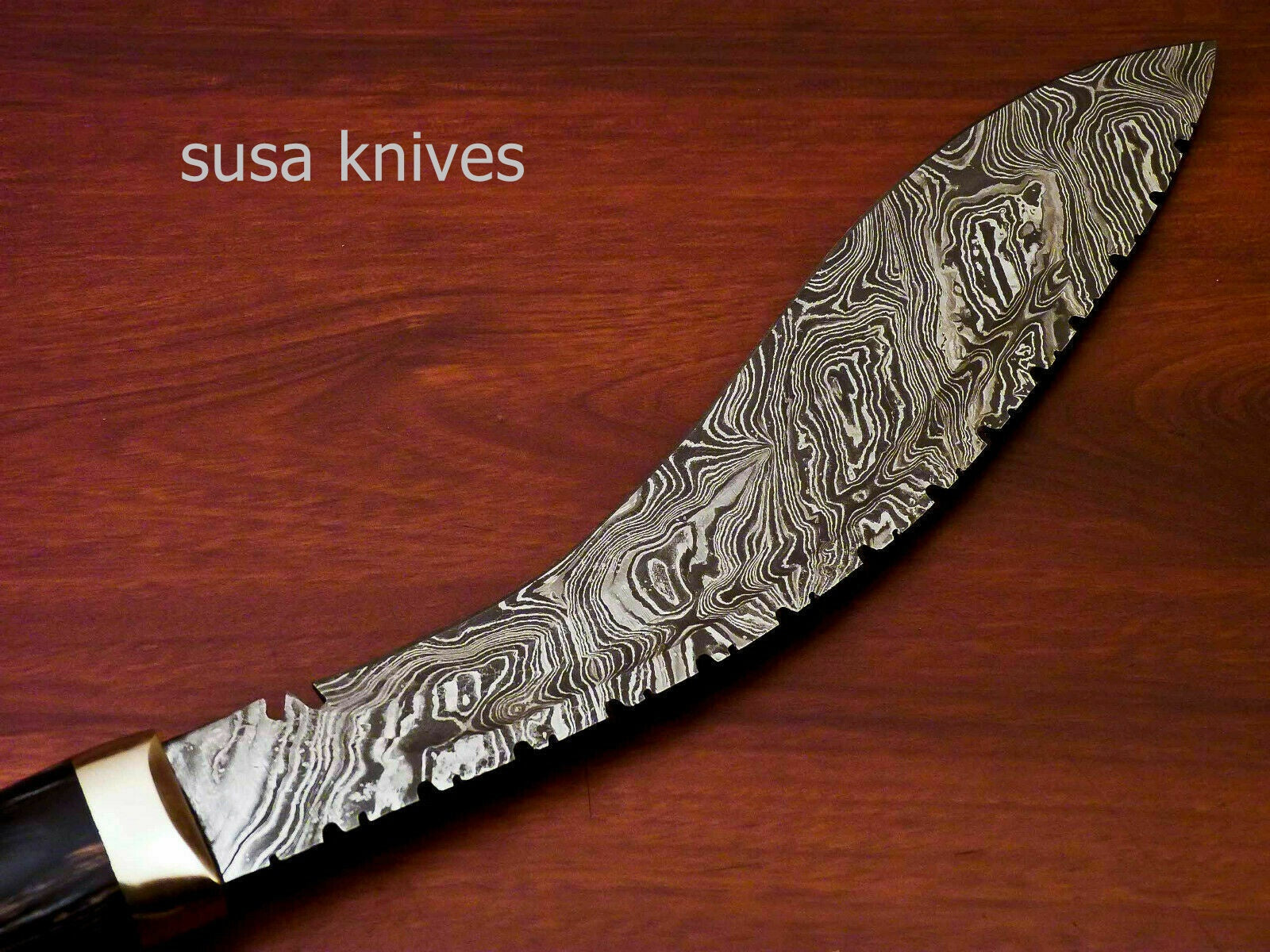 Custom Handmade Damascus Steel Kukri Knife[Sheath] Hard Wood Handle - SUSA KNIVES