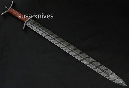 Custom Handmade Damascus Forged Steel Celtic Sword Knife - SUSA KNIVES