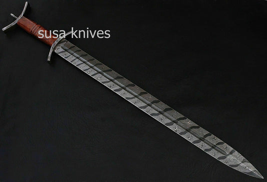 Custom Handmade Damascus Forged Steel Celtic Sword Knife - SUSA KNIVES