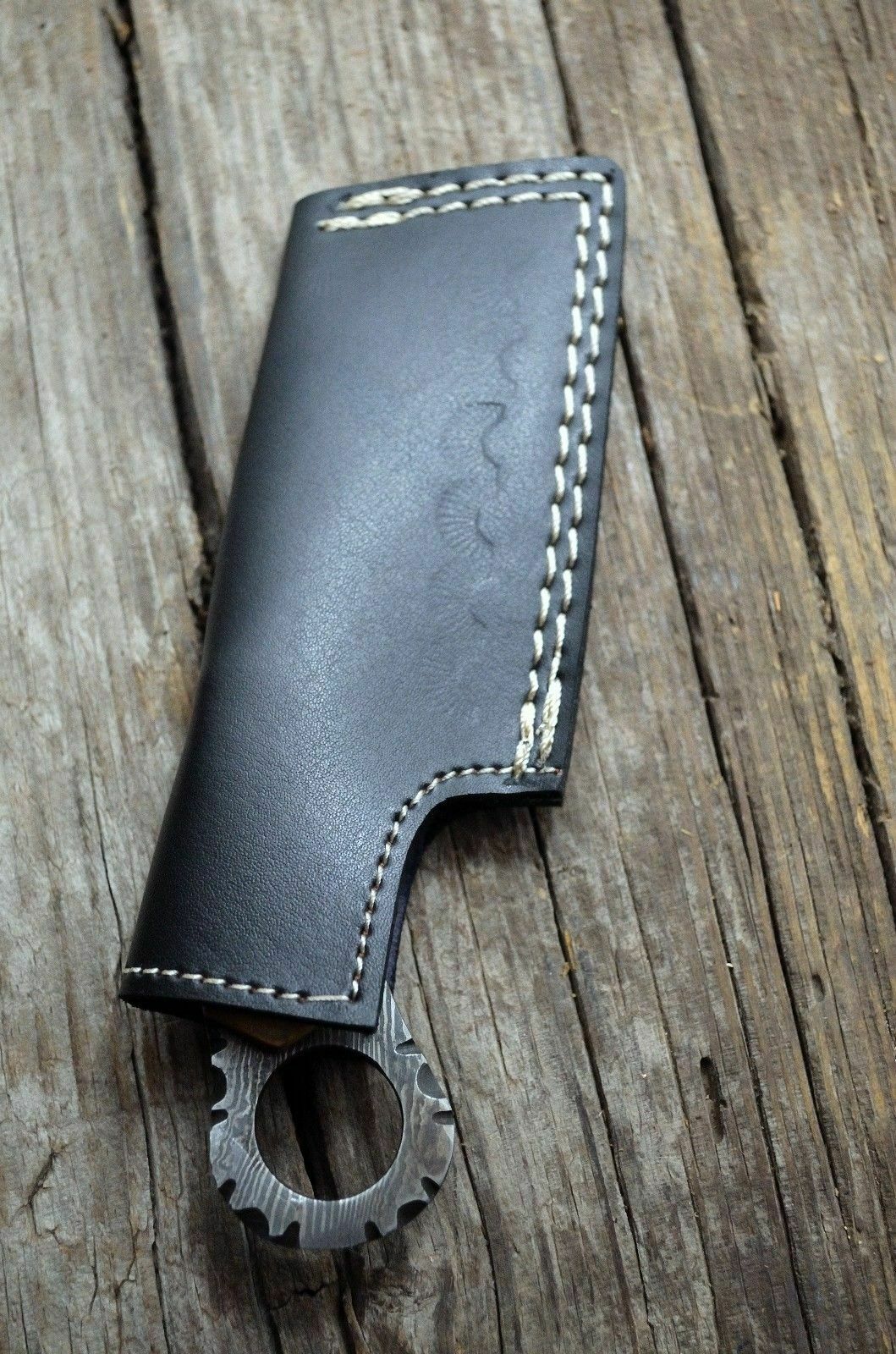 [SUSA KNIVES] CUSTOM HANDMADE DAMASCUS STEEL OLIVE WOOD MINI CLEAVER POCKET KNIFE - SUSA KNIVES
