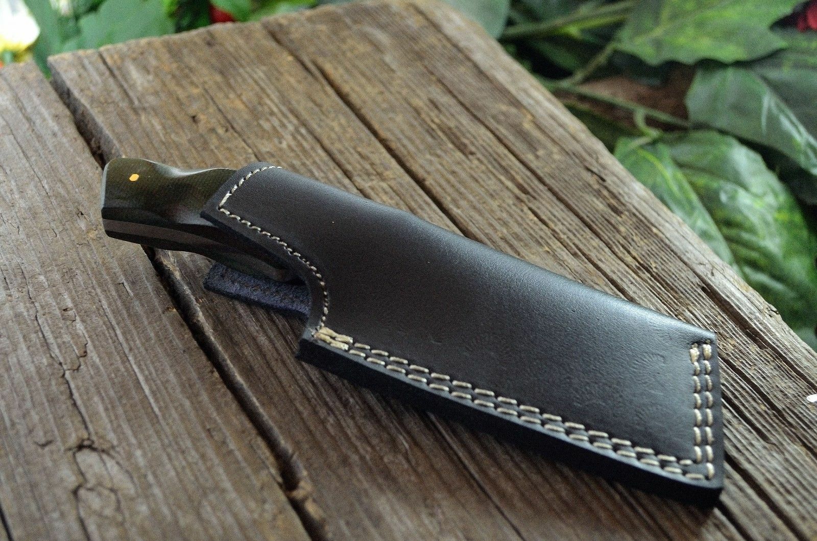 CUSTOM MADE DAMASCUS STEEL 7" EXOTIC WOOD MINI CLEAVER KNIFE WITH POUCH - SUSA KNIVES