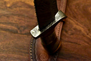 Custom Handmade Damascus Steel Bowie Knife | Sheath | Stained Camel Bone Handle - SUSA KNIVES