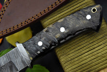 Load image into Gallery viewer, CUSTOM HANDMADE DAMASCUS STEEL RAM HORN LOVELESS STYLE CHUTE KNIFE WITH SHEATH - SUSA KNIVES
