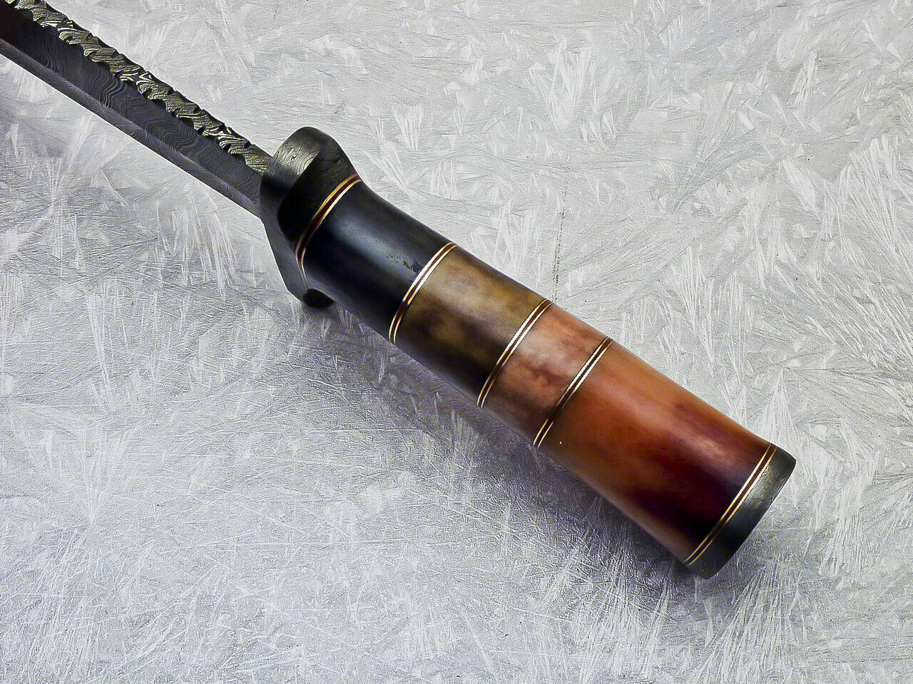 Amazing Custom Handmade Damascus Steel Bowie Knife " Stained Camel bone Handle - SUSA KNIVES