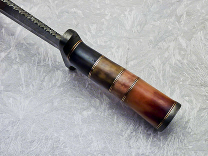 Amazing Custom Handmade Damascus Steel Bowie Knife " Stained Camel bone Handle - SUSA KNIVES