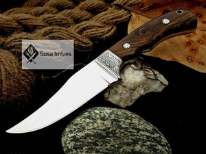 HANDMADE ENGRAVED, HUNTING/FIGHTING KNIFE  440C MIRROR POLISHED - SUSA KNIVES