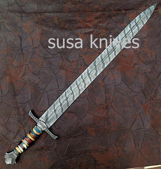 Custom Handmade Damascus Steel Swords Knife - SUSA KNIVES