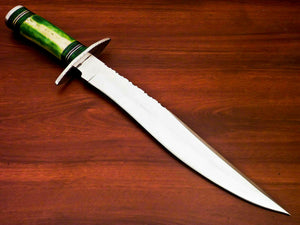 Amazing Custom Handmade D2 Steel Hunting Knife |Sheath Stained Camel Bone Handle - SUSA KNIVES