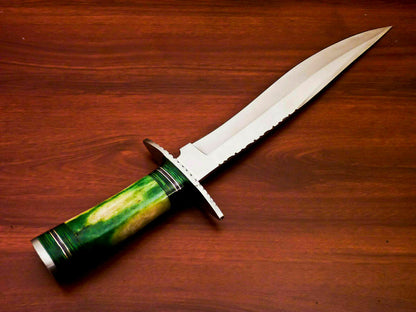 Amazing Custom Handmade D2 Steel Hunting Knife |Sheath Stained Camel Bone Handle - SUSA KNIVES