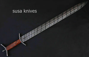 Custom Handmade Damascus Forged Steel Celtic Sword Knife - SUSA KNIVES
