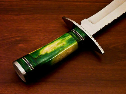 Amazing Custom Handmade D2 Steel Hunting Knife |Sheath Stained Camel Bone Handle - SUSA KNIVES