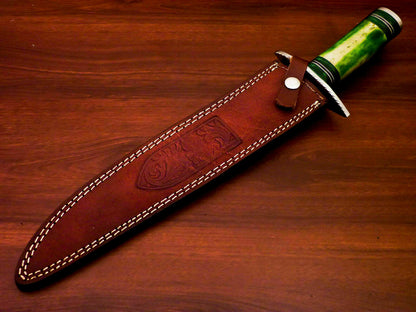 Amazing Custom Handmade D2 Steel Hunting Knife |Sheath Stained Camel Bone Handle - SUSA KNIVES
