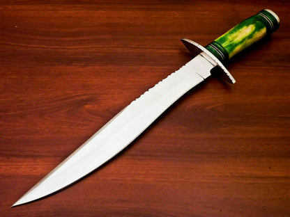 Amazing Custom Handmade D2 Steel Hunting Knife |Sheath Stained Camel Bone Handle - SUSA KNIVES