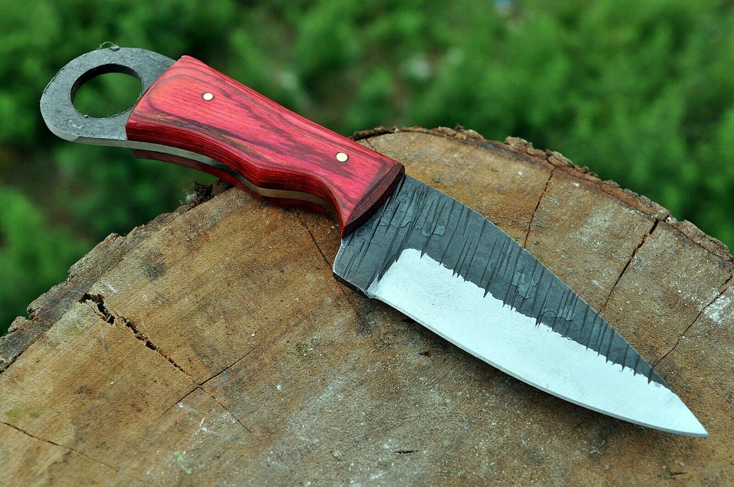 hand Forged Railroad Spike Carbon Steel Hunting Knife W/ Wood Handle - SUSA KNIVES