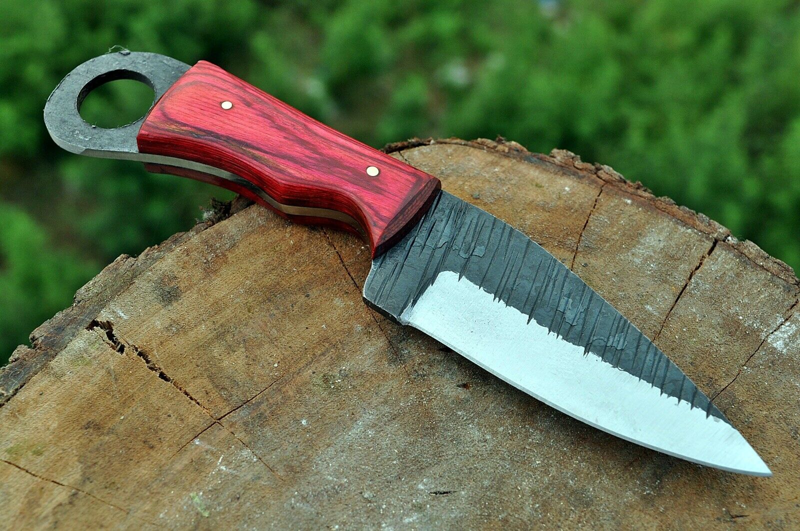 hand Forged Railroad Spike Carbon Steel Hunting Knife W/ Wood Handle - SUSA KNIVES