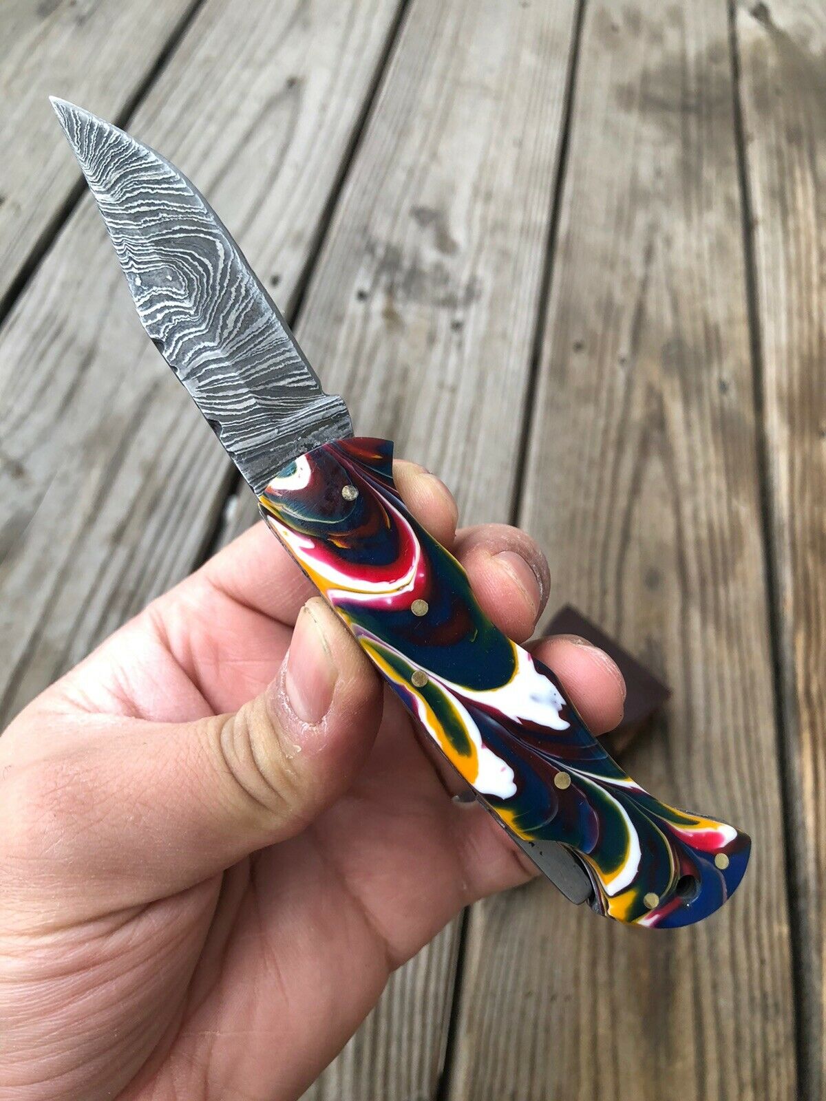 HAND FORGED DAMASCUS STEEL Folding Pocket Knife W/ Backlock - SUSA KNIVES