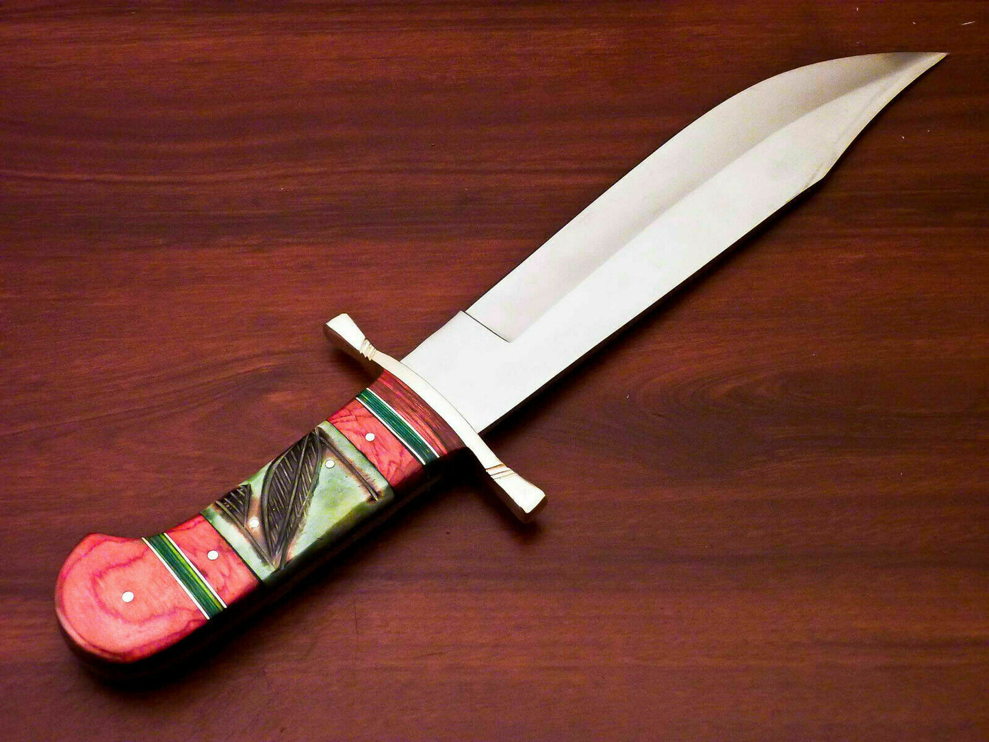 Amazing Custom Handmade D2 Steel Bowie Knife | Sheath Stained Camel Bone Handle - SUSA KNIVES