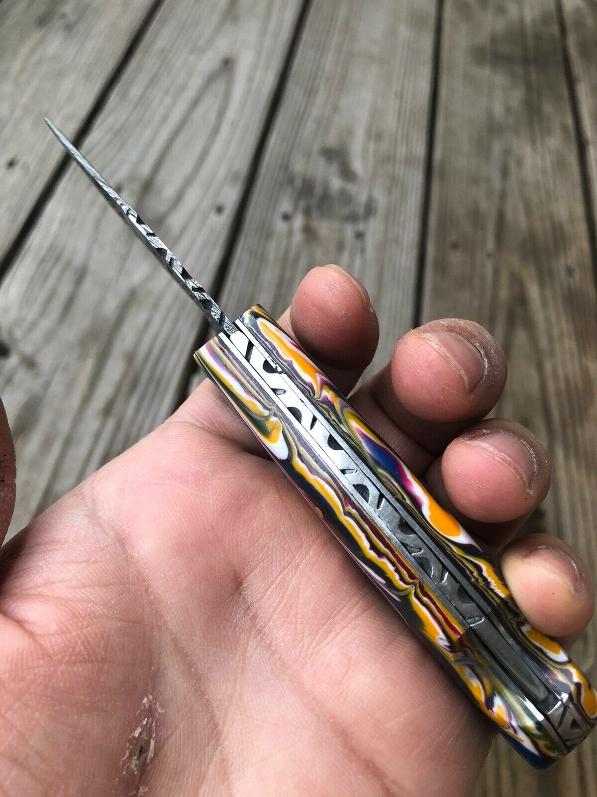 HAND FORGED DAMASCUS STEEL Folding Pocket Knife W/ Backlock - SUSA KNIVES