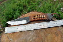 Load image into Gallery viewer, hand Forged Railroad Spike Carbon Steel Hunting Knife W/ Pure Leather Handle - SUSA KNIVES
