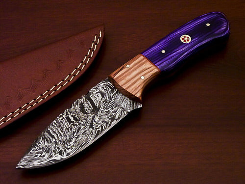 CUSTOM HAND MADE DAMASCUS STEEL FULL TANG KNIFE-HARD WOOD - SUSA KNIVES