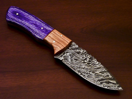 CUSTOM HAND MADE DAMASCUS STEEL FULL TANG KNIFE-HARD WOOD - SUSA KNIVES