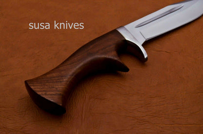 Handmade D2 Steenless Steel 11.00 Inches Bowie Knive Rose Wood Handle - SUSA KNIVES