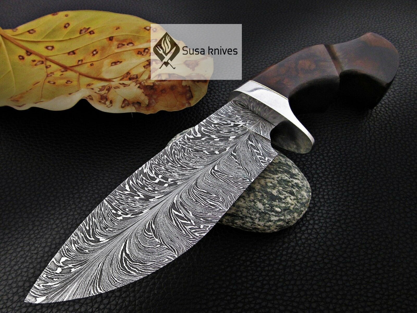 CUSTOM MADE, FEATHER PATTERN,SCENIC HANDLE, OUTDOOR HUNTING, FIGHTING CLAW KNIFE - SUSA KNIVES