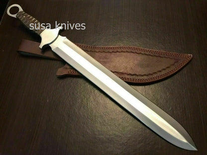 Custom Hand Made D2 STeel Beautiful Hunting Sword With Wood Handle - SUSA KNIVES