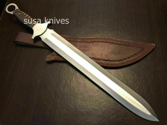 Custom Hand Made D2 STeel Beautiful Hunting Sword With Wood Handle - SUSA KNIVES